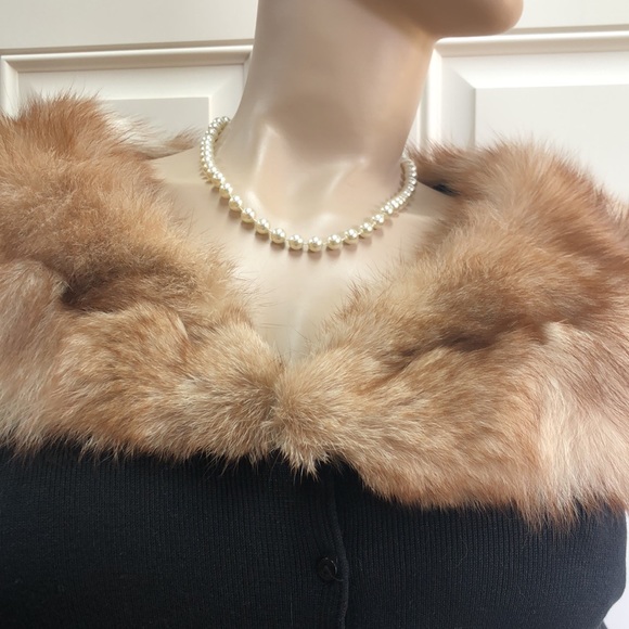 Willi Smith Fur Collar Silk Sweater M - Picture 6 of 14